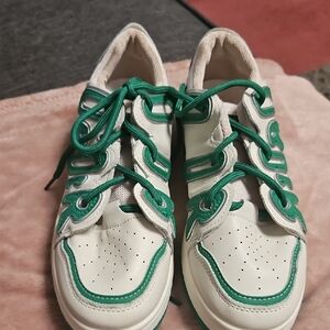 Kids Green and White Sneakers